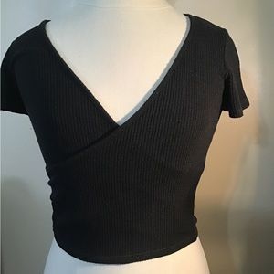 Women’s size extra small project social  T black short sleeve ribbed crop top CC